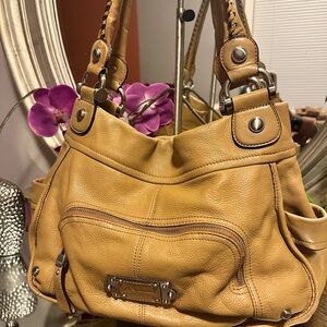 B. Makowsky Mustard Leather Shoulder Bag